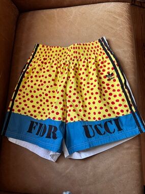 Adidas Originals x Fiorucci Athletic cotton blend Shorts yellow polka dot blue